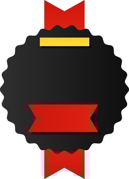 Blank Red Strap With Black Wavy Circle In Paper Style. vector