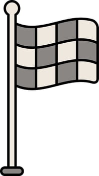 Waving Checkered Flag Flat Icon In Grey And White Color. vector