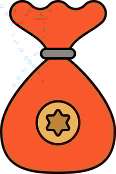 Star Symbol Sack Icon In Orange Color. vector