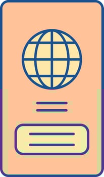 Yellow And Orange Illustration Of Passport Icon. vector