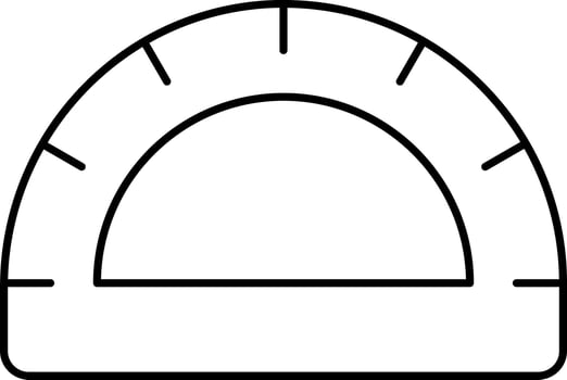 Isolated Protractor Icon In Black Outline. vector