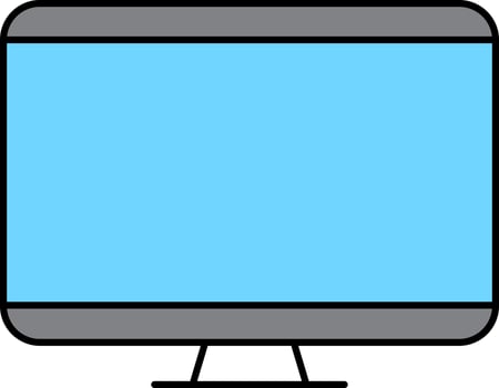 Isolated Desktop Flat Icon In Grey And Blue Color. vector