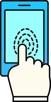 Finger Touch Smartphone Screen Blue And White Icon. vector