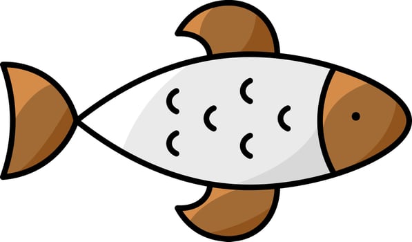 Isolated Fish Flat Icon In White And Brown Color. vector