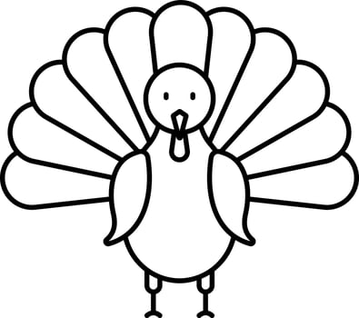 Turkey Bird Icon In Thin Line Art. vector