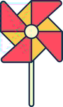 Pinwheel Icon In Red And Yellow Color. vector