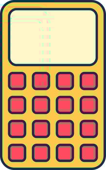 Calculator Icon In Red And Yellow Color. vector