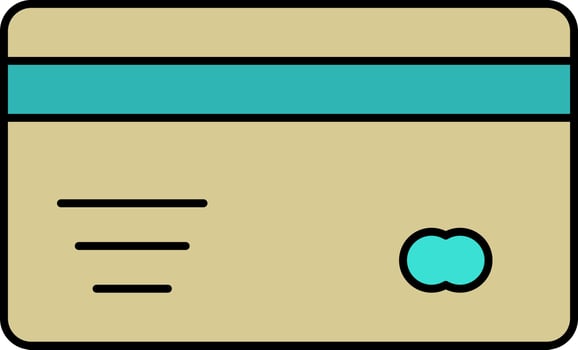 Flat Style Payment Card Teal And Bronze Icon. vector