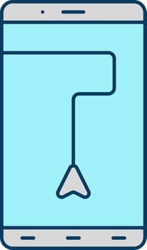 Gps Street Guide Arrow In Smartphone Screen Turquoise And Grey Icon. vector