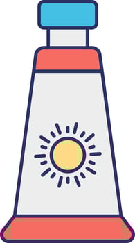 Sun Protection Tube Icon In Orange And Blue Color. vector