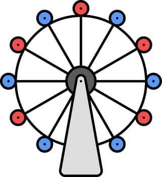 Illustration Of Ferris Wheel Icon In Blue And Red Color. vector