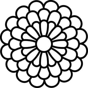 Black Outline Illustration Of Marigold Flower Icon. vector