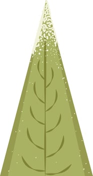 Snow Christmas Tree Flat Icon In Green And White Color. vector