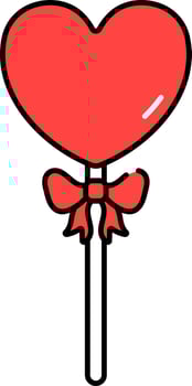 Heart Lollipop With Bow Icon In Red Color. vector
