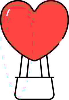 Heart Hot Air Balloon Icon In Red And White Color. vector
