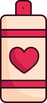 Perfume Spray Bottle With Heart Icon In Red And Peach Color. vector