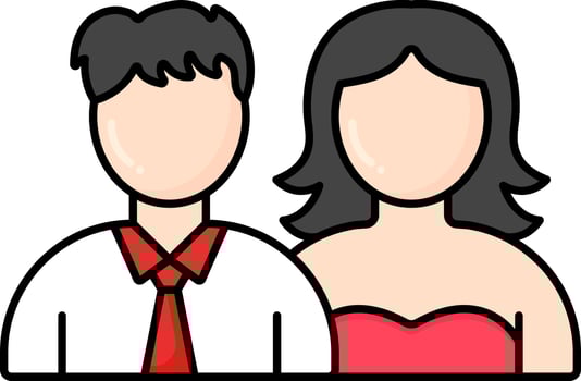 Faceless Young Boy And Girl Character Icon. vector