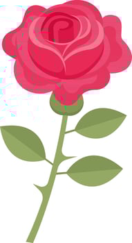 Flat Illustration Of Red Rose Flower Bud Icon. vector