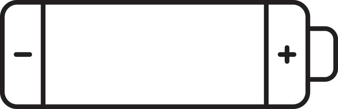 Isolated Battery Icon In Black Outline. vector