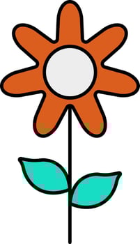 Orange Sunflower Plant Icon In Flat Style. vector