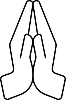 Black Line Art Pray Hand Icon Or Symbol. vector