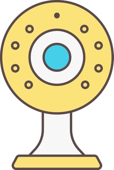Yellow Web Camera Icon In Flat Style. vector