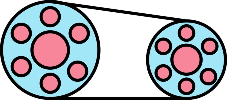 Pink And Blue Film Reel Icon In Flat Style. vector