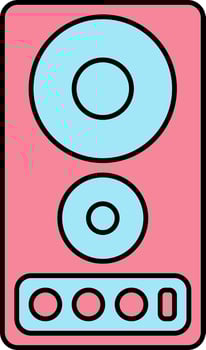 Pink And Blue Sound Speaker Flat Icon. vector