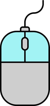 Flat Computer Mouse Turquoise And Gray Icon. vector