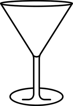 Black Thin Line Art Of Cocktail Glass Icon. vector