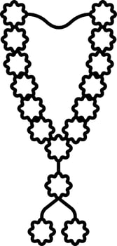 Flat Style Flower Garland Icon In Black Outline. vector