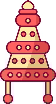 Bengali Groom Headdress Of Topor Red And Yellow Icon. vector