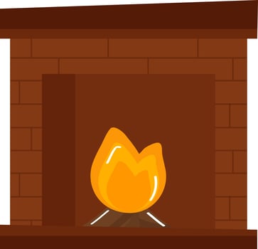 Isolated Brown Fire Place Element in Flat Style. vector