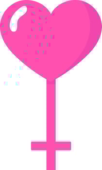 Isolated Heart With Female Gender Symbol Or Icon In Pink Color. vector