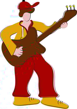 Faceless Young Man Playing Guitar Flat Vector. vector