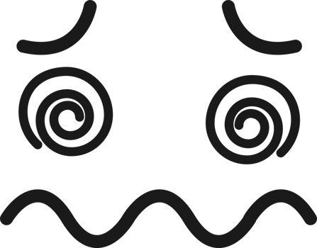 Cartoon doodle of facial expression emoticon, Dizzy face. png