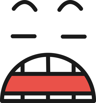 Cartoon doodle of facial expression emoticon, Bored face. png