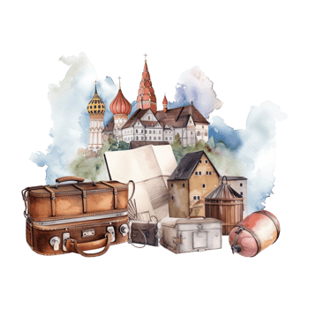 Watercolor traveling clipart isolated on transparent background. png