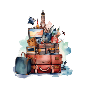 Watercolor traveling clipart isolated on transparent background. png
