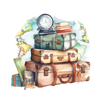 Watercolor traveling clipart isolated on transparent background. png