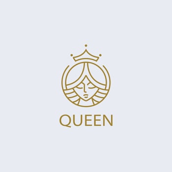 beautiful queen line art logo design vector