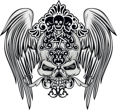 Gothic sign with skull, grunge vintage design t shirts vector