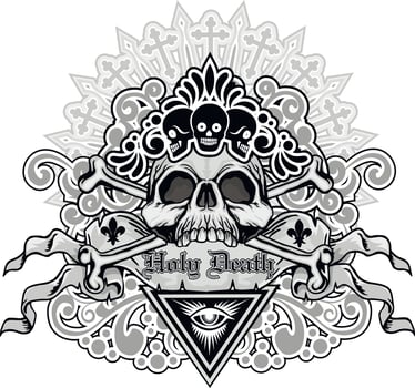 Gothic sign with skull, grunge vintage design t shirts vector