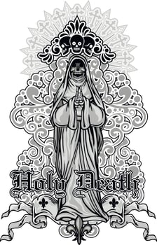 Gothic sign with skull, grunge vintage design t shirts vector