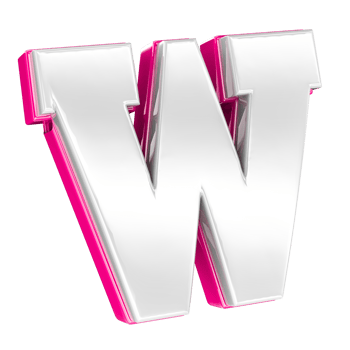 Font W Pink 3D Render png