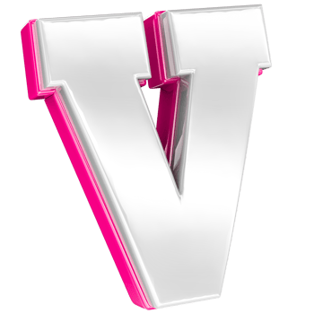 Font V Pink 3D Render png