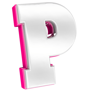 Font P Pink 3D Render png