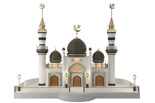 Islamic 3d mosque background in high quality render with transparent background png