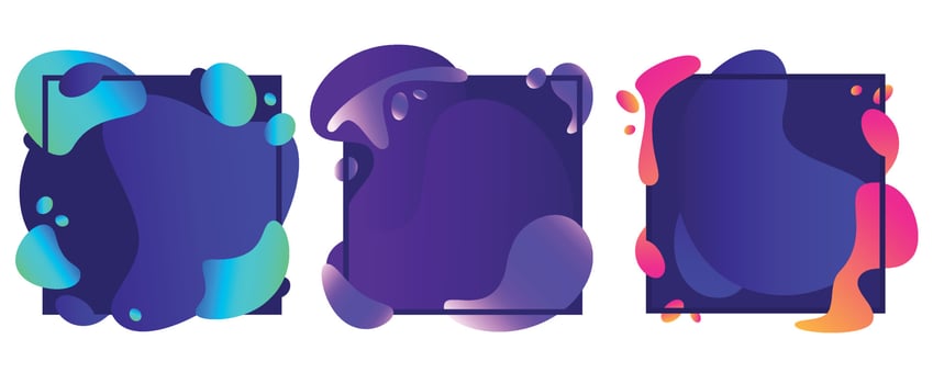 Abstract shapes frames. Modern fluid gradient, liquid shape motion banner and abstract concept frame isolated vector illustration set