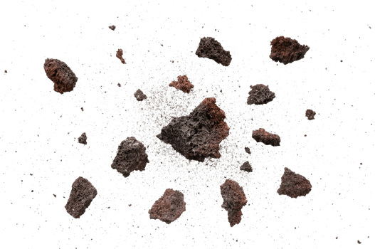 explosion of rocks and stones with dust isolated png